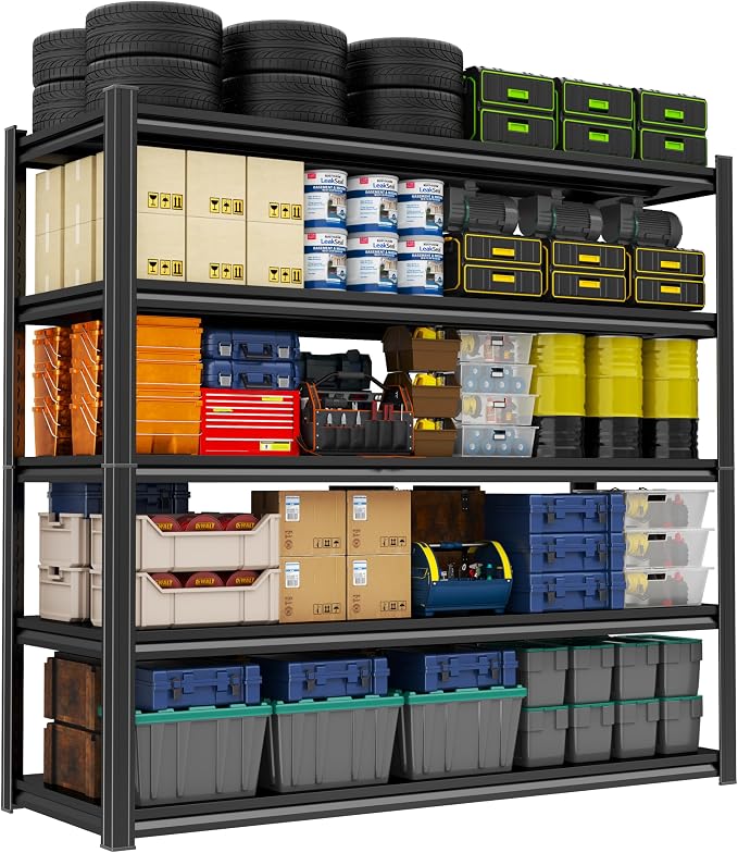 Storage Shelves, Garage Metal Shelving Unit, Adjustable, Double-Layer Column by Beaunatixx