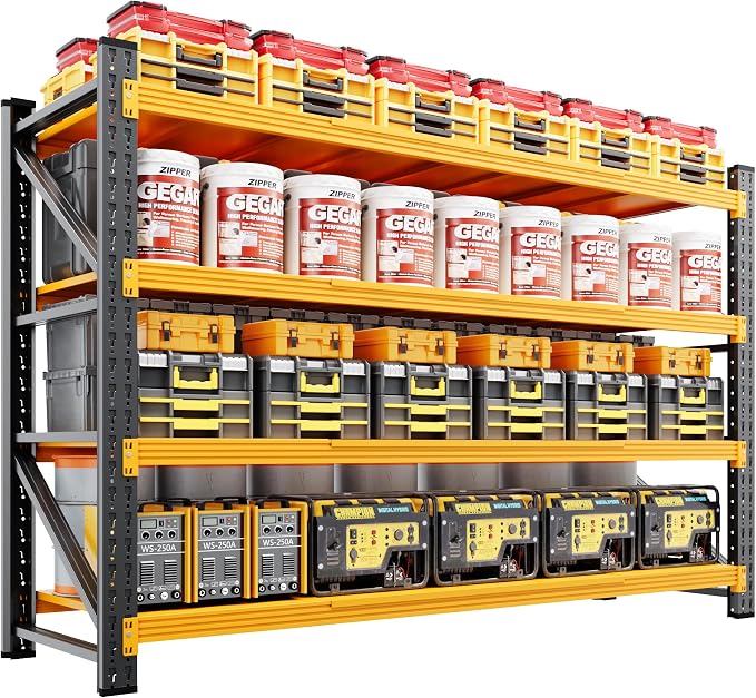 Storage Shelves, Garage Shelving Heavy Duty, Standing Shelf Units, 4 Tier Metal by LISSIMO