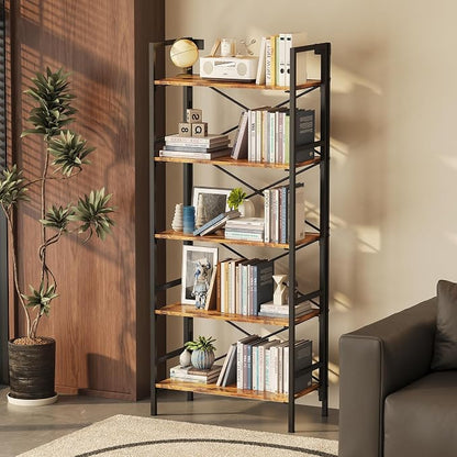 Folding Bookshelf, 5 Tier Bookcase Foldable Shelf - Image 4