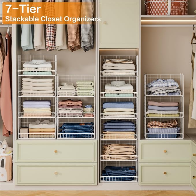Yociyoga 7-Tier Stackable Closet Organizers and Storage Shelves, Foldable - Image 2