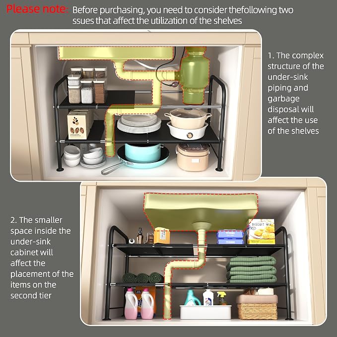NETEL Under Sink Organizers and Storage, 2 Tier Shelf Under Bathroom Sink - Image 5
