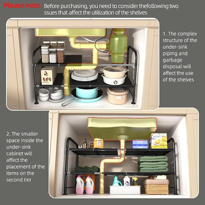NETEL Under Sink Organizers and Storage, 2 Tier Shelf Under Bathroom Sink - Image 5