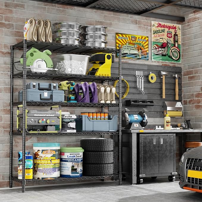 Storage Shelves Heavy Duty, 5-Tier Adjustable Metal Utility Rack, Wire Shelf - Image 2