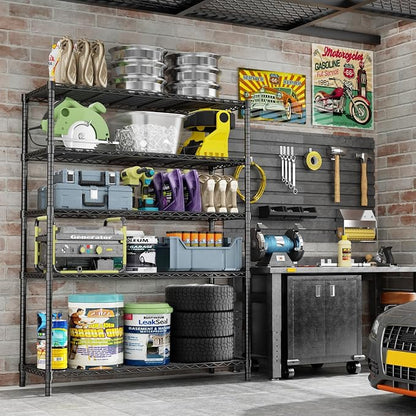 Storage Shelves Heavy Duty, 5-Tier Adjustable Metal Utility Rack, Wire Shelf - Image 2