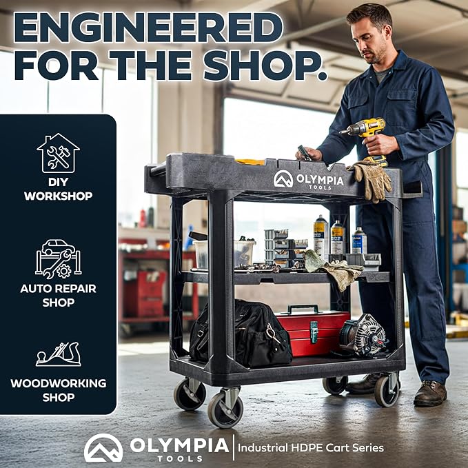 Olympia Tools 2-in-1 Heavy Duty Utility Work Cart, Rolling Tool Cart - Image 5