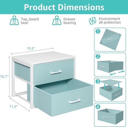 BOLUO Stackable Storage Drawers Closet Organizers and Storage Fabric Blue 2 - Image 3