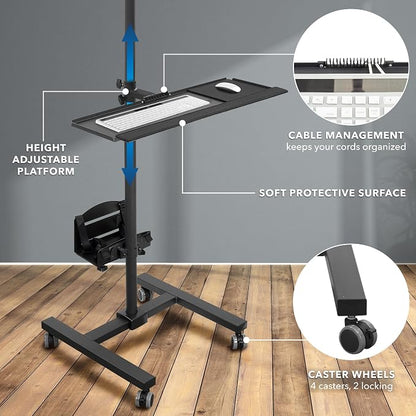 Mount-It! Rolling Computer Cart on Wheels, Mobile Desk Workstation - Image 4