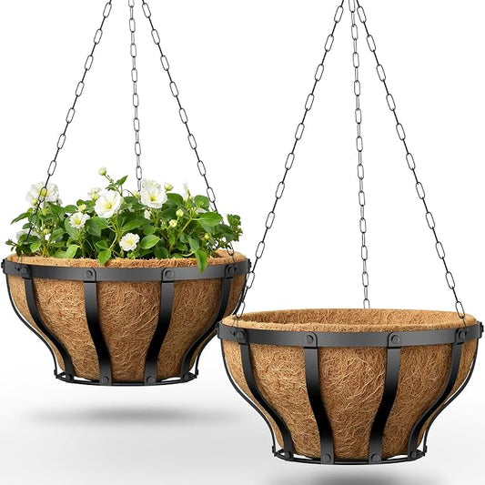 VOXOR Metal Hanging Baskets for Plants, Heavy Duty Wrought Iron Hanging Baskets by VOXOR