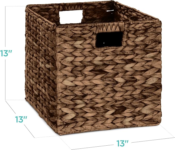 Best Choice Products 13x13in Pack of 5 Cube Storage Baskets, Water Hyacinth - Image 2