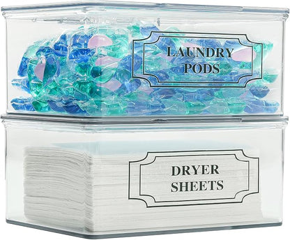 SSTATES Clear Acrylic Dryer Sheets Holder, Flip-top Laundry Pods Container by SSTATESS