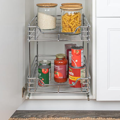 Household Essentials Chromed Steel 2-Tier Artisan Pull-Out Organizer - Image 2