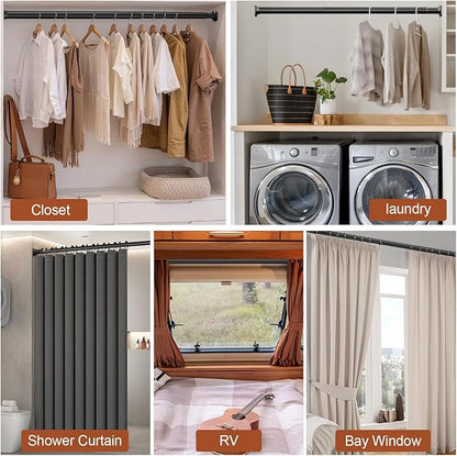 Closet Rods for Hanging Clothes, 17-28 Inch Stepless Adjustable Closet Rod - Image 6