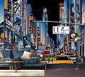 AFZEVEB-Hand-Painted New York City Wallpaper Wall murals for Bathroom 114"x74" (Not Peel and Stick)
