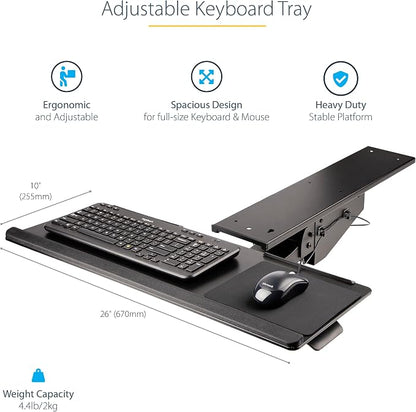 StarTech Under Desk Keyboard Tray, Mount Computer, Pad Wrist Rest - Image 3
