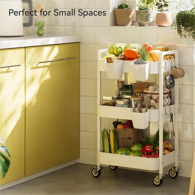 Nunsino 3 Tier Rolling Cart, Utility Cart - Image 2