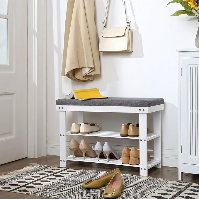 SONGMICS Bamboo Shoe Bench, 3-Tier Shoe Rack Organizer - Image 2