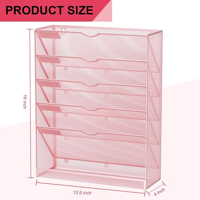 Hanging Wall File Organizer 6 Tier Wall Mounted Mail Paper Folder Holder - Image 3