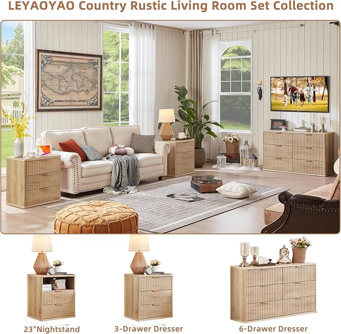 LEYAOYAO Fluted Nightstand - Image 3