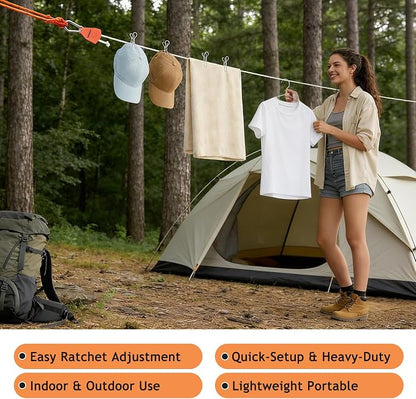 Retractable Clothesline Outdoor Indoor, Portable Travel Clothes Line Heavy Duty - Image 4