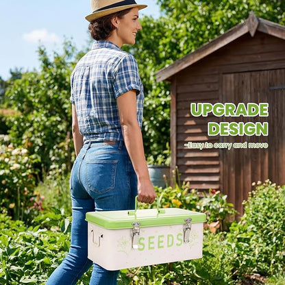Seed Storage Organizer with Lid, Metal Seed Bin Seed Packet Container with 100 - Image 7
