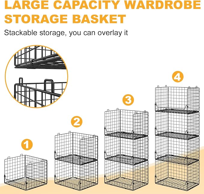 4-Tier Extra Height Stackable Closet Organizer – Foldable Storage Bins - Image 4