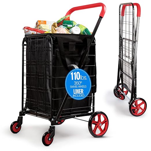 SereneLife Large Folding Utility Shopping Cart by SereneLife