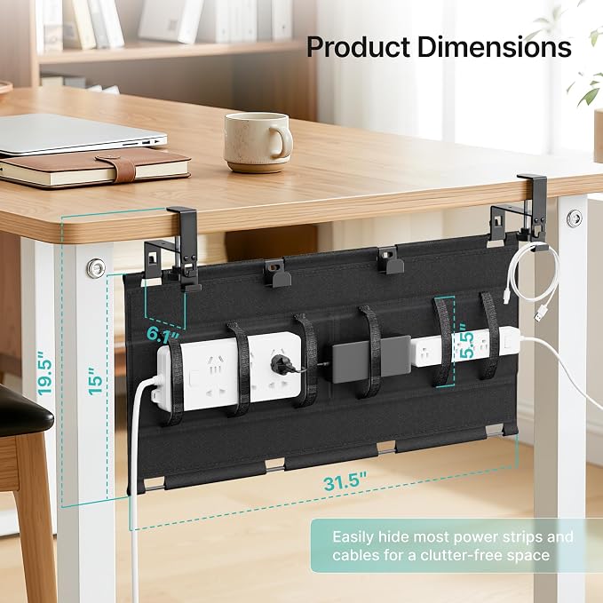 PEGZONE No Drill Under Desk Cable Management Tray, 31.5" Cord Management Under - Image 2