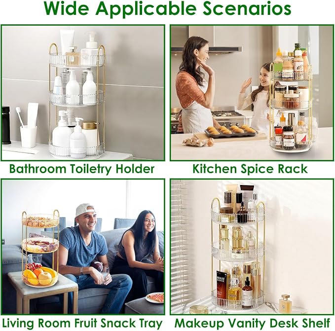 360° Rotating Makeup Organizer for Vanity, 3 Tier Spinning Perfume Cosmetic - Image 6