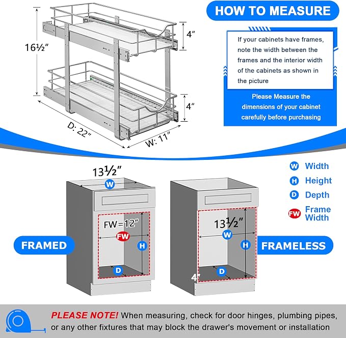 WelFurGeer 2-Tier Kitchen Cabinet Pullout Shelf and Drawer Organizer, Soft - Image 3