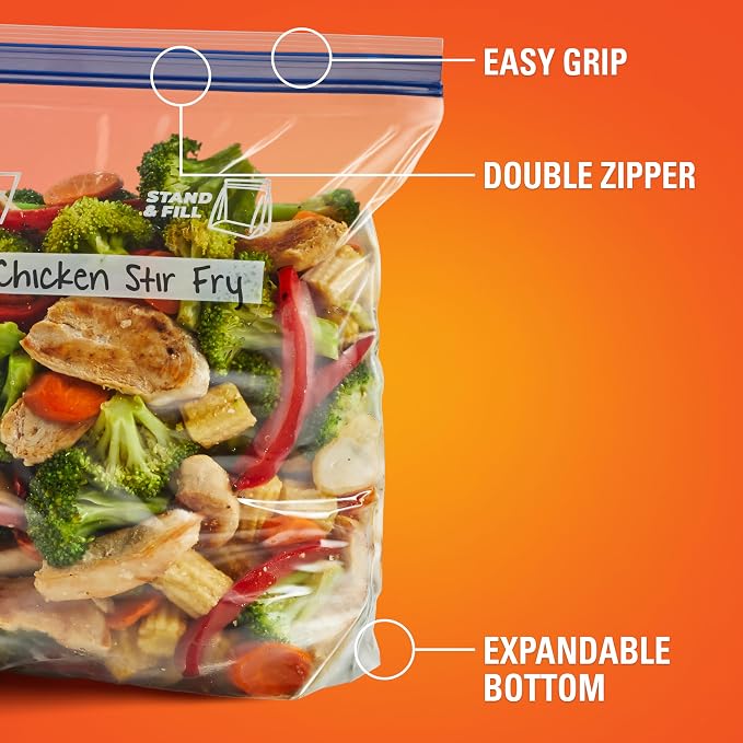 Hefty Press to Close Plastic Freezer Bags, Gallon Size - Image 4
