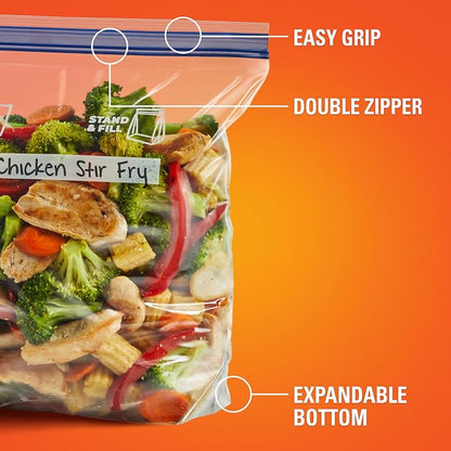 Hefty Press to Close Plastic Freezer Bags, Gallon Size - Image 4
