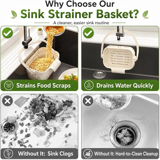 Sink Strainer Basket, 2026 Upgrade Foldable Hanging Sink Drain Basket | - Image 4