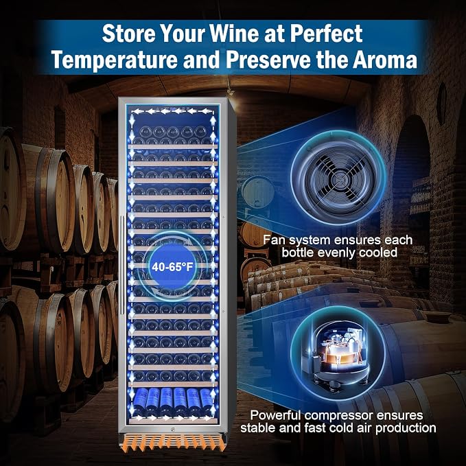Wine Fridge 24 Inch, 190 Bottles Freestanding or Built-in Wine Cooler - Image 6