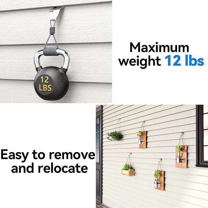 Amuille Vinyl Siding Hooks Hanger 10 Pack, Heavy Duty Siding Clips - Image 4
