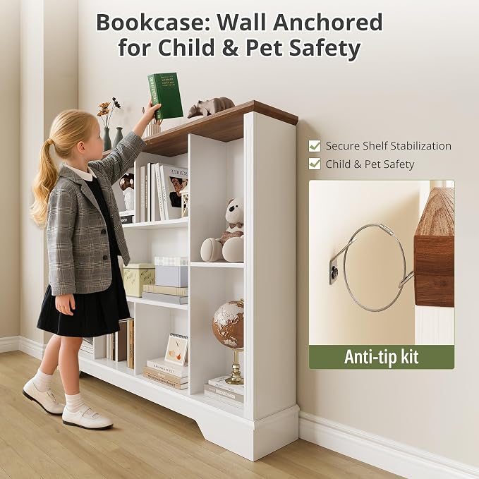 10 Cube Storage Bookcase, Modern 3-Tier Wooden Storage Organizer Open Bookshelf - Image 7