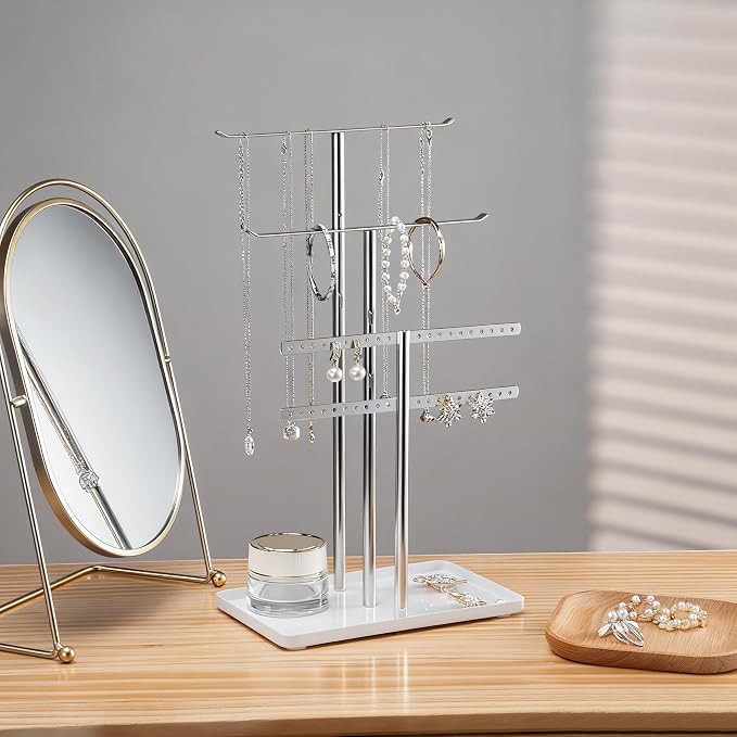 pickpiff Silver Jewelry Stand Holder Organizer: 14.5" Sturdy Hanger - Image 5