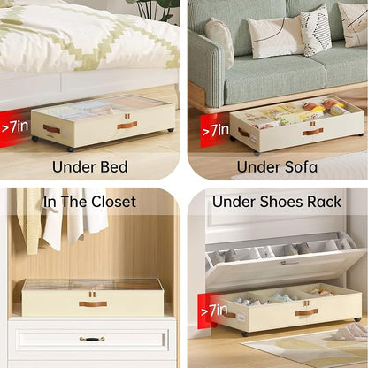 Yecaye Under Bed Storage with Wheels, 4 Pack Under Bed Storage Containers with - Image 7