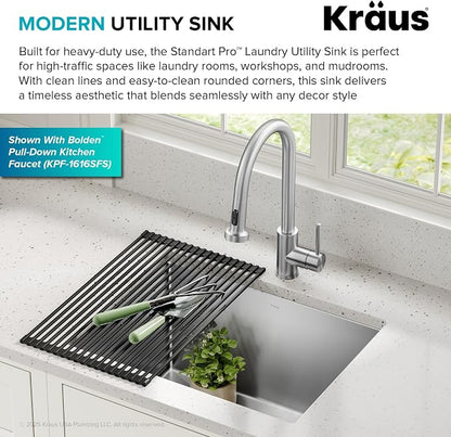 Kraus KHU101-24L Standart PRO 24-inch Undermount 16 Gauge Single Bowl Laundry - Image 5