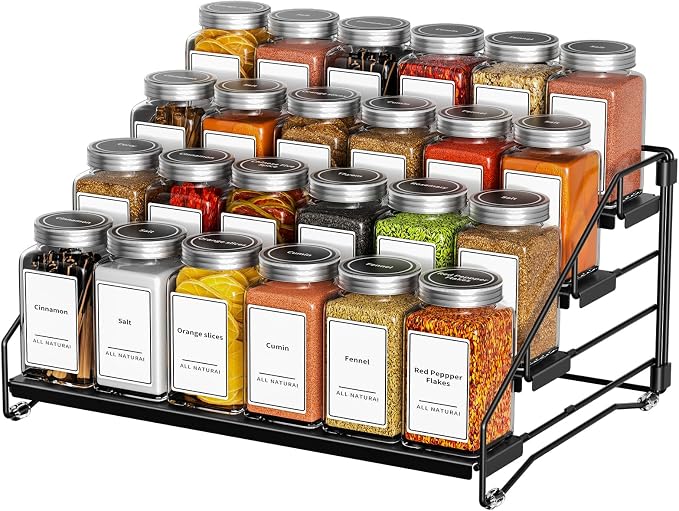 4 Tier Spice Rack for Cabinet, Spice Rack Organizer, Depth Adjustable Spice by BOIVSHI
