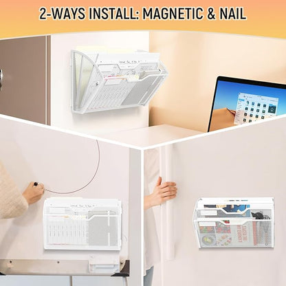 Docnest 3 Pack 3 Tier Dual-Mount Magnetic Mesh File Holders, Wall Organizer | - Image 5