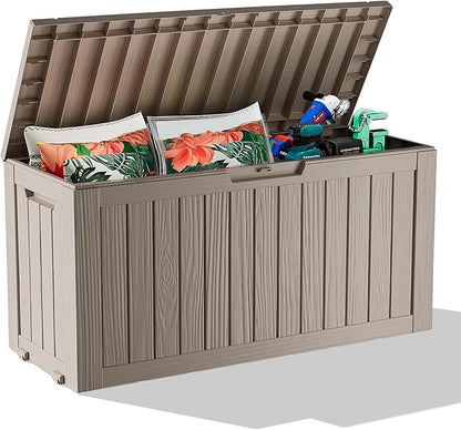 PatioZen 90 Gallon Deck Box Outdoor, Weatherproof Resin Patio Storage Box by OutdoorLivingPerfected