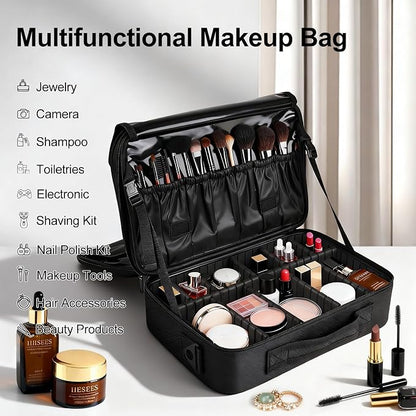 Greenfeather Travel Makeup Bag, Professional Cosmetic Train Case Organizer - Image 6