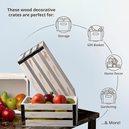 wald imports - Set of 3 White Washed Wooden Crates - Image 2