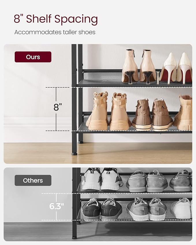 VASAGLE Shoe Rack for Entryway, Freestanding, Adjustable, Industrial | 4-Tier - Image 5