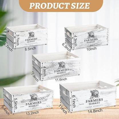 Barydat Set of 5 Wood Crates for Display Decorative Nesting Wooden Crate Storage - Image 3