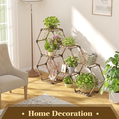 Tikea Plant Stand Indoor Outdoor Hexagonal Plant Stand - Image 2