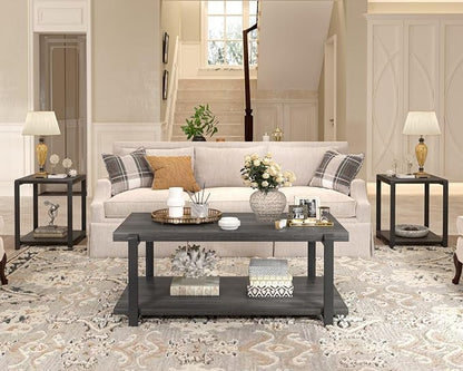FOLUBAN Modern Coffee Table, Rustic Wood Center Table - Image 7