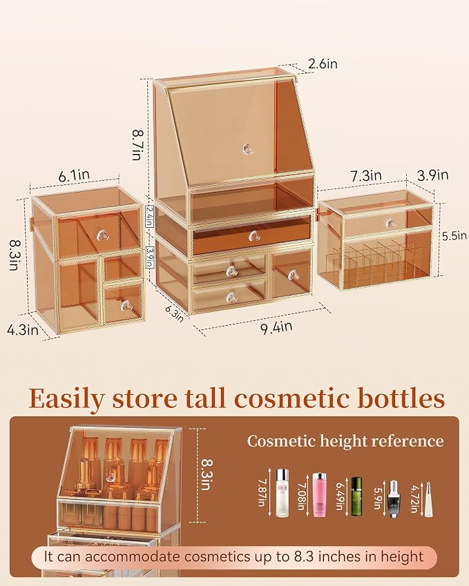 Extra Large Makeup Organizer, Glass Cosmetic Storage - Image 6
