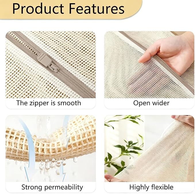 Cotton Mesh Laundry Bags, Clothes and Shoes, Natural Breathable Washer and - Image 6
