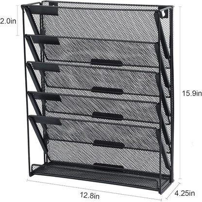 samstar Wall File Holder, 6-Tier Hanging Wall File Organizer Wall Mount Paper - Image 2